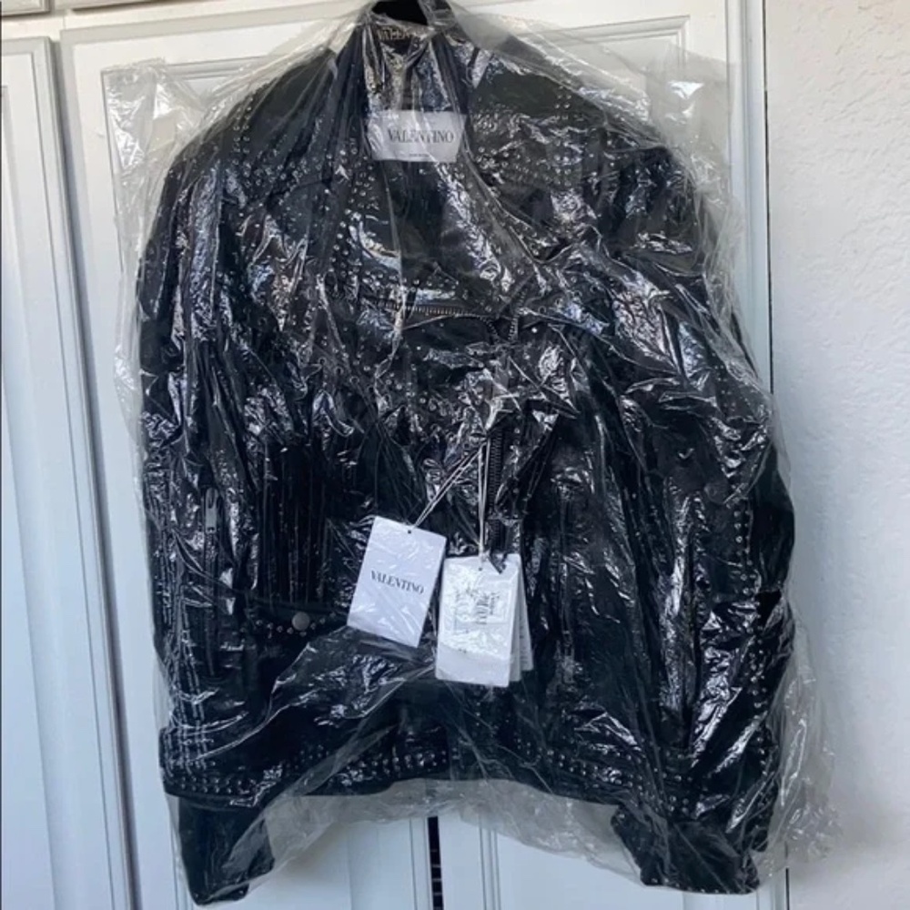 Valentino Studded Fringe Leather Biker Jacket - Picture 5 of 12